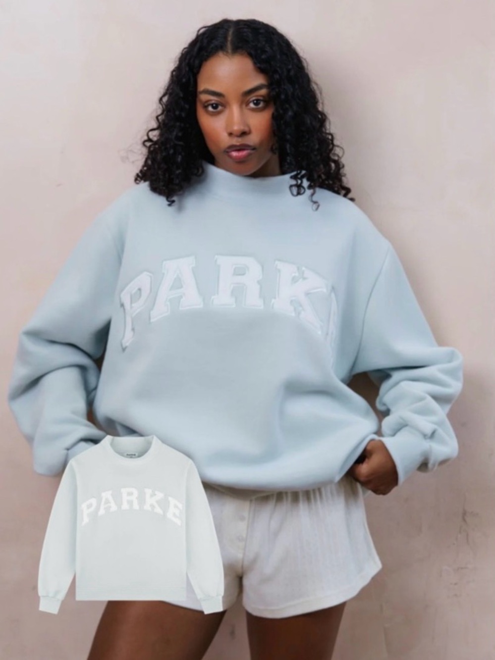 PARKE Oversized Pullover Sweatshirt - Light Blue